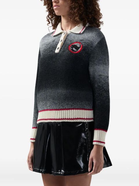 GCDS polo collar embroidered polo top - Grey