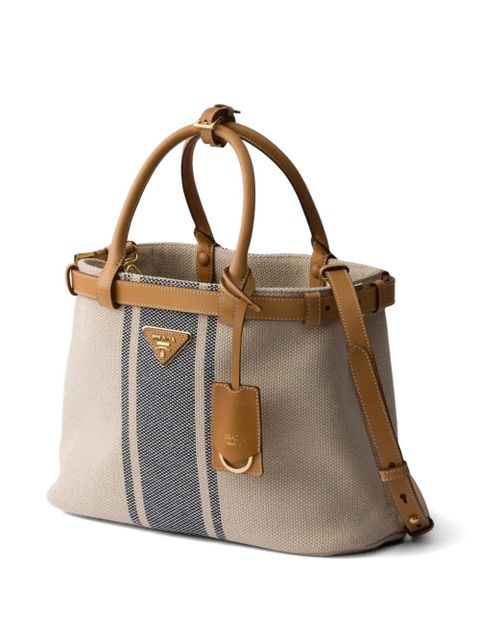 Prada Buckle medium canvas and leather handbag - Neutrals - zdjęcie produktu nr 2