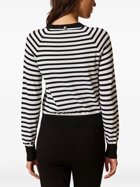 TWINSET striped crew-neck sweater - White