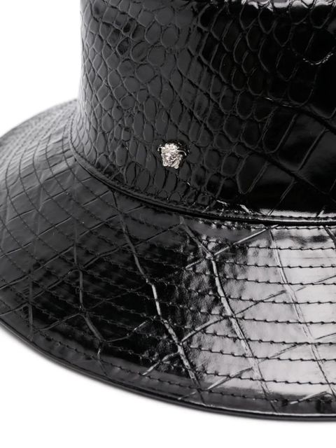 Versace crocodile-embossed leather bucket hat - Black - zdjęcie produktu nr 2