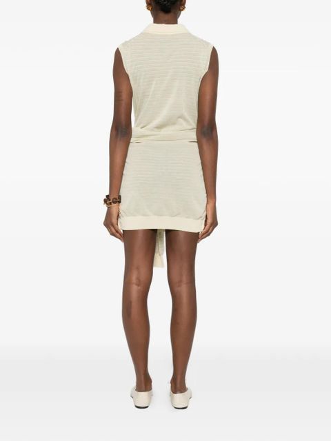 Nanushka Mila striped knitted polo dress - Neutrals