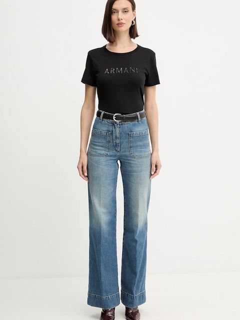 Armani Exchange t-shirt bawełniany damski kolor czarny XW001376 AF10356 - zdjęcie produktu nr 2