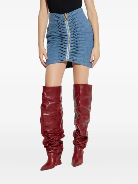 Balmain ruched zip mini skirt - Blue - zdjęcie produktu nr 2