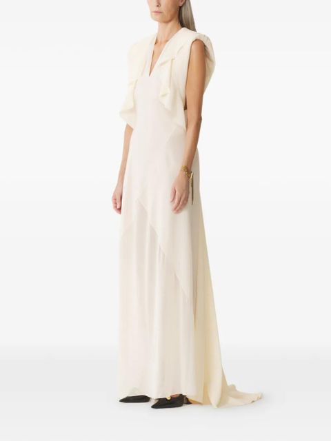 Lanvin ruffled V-neck maxi dress - Neutrals