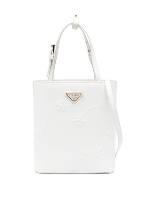 Prada floral-embossed leather tote bag - White - zdjęcie produktu nr 1