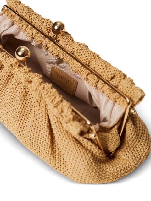 TWINSET cherry-charm embellished clucth bag - Neutrals