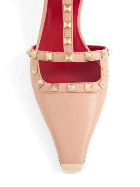 Valentino Garavani Rockstud court shoes in kid leather 40mm - Pink