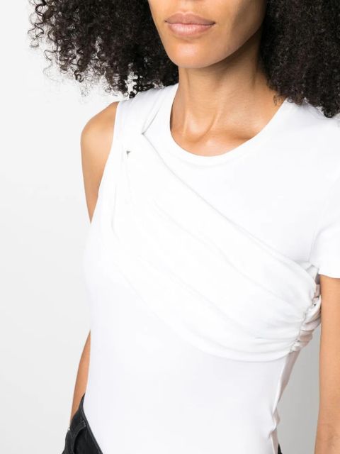Blumarine twist-detail cotton T-shirt - White