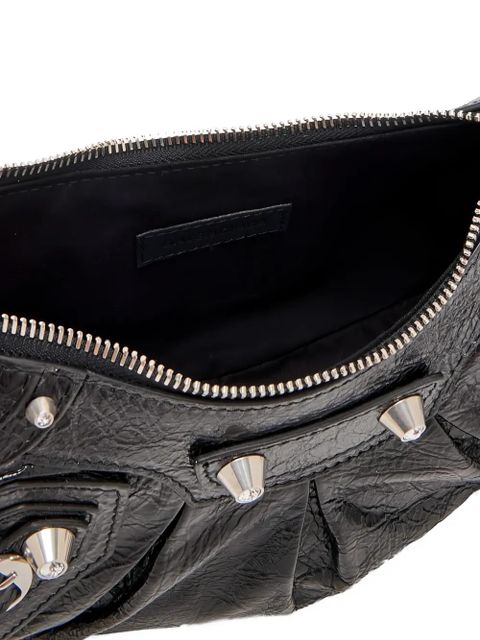 Balenciaga studded heart charm leather shoulder bag - Black