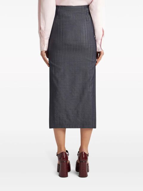 ETRO stripe-jacquard wool pencil skirt - Blue
