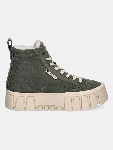 Tommy Jeans buty zamszowe TJW VULC FLATFORM SUEDE WL damskie kolor zielony na platformie lekko ocieplone EN0EN02894 - zdjęcie produktu nr 2