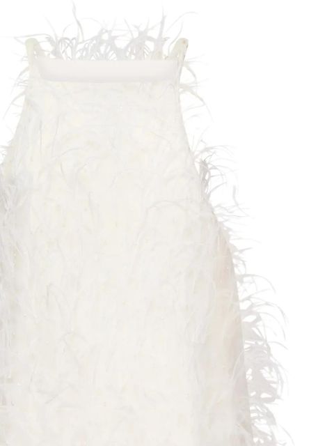 PINKO feather-embellished dress - White
