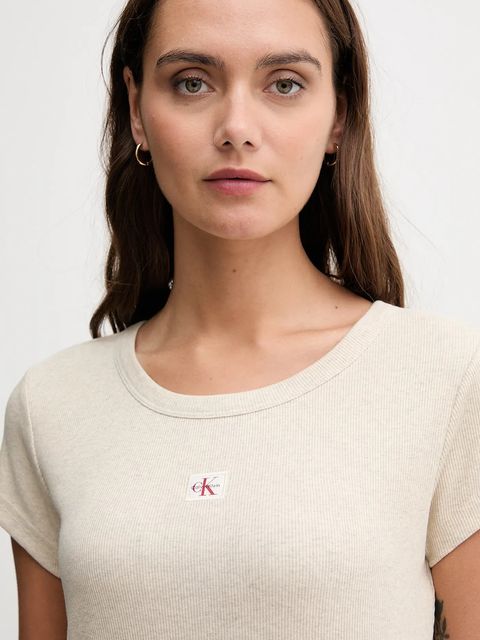 Calvin Klein Jeans t-shirt damski kolor beżowy LV047C200G