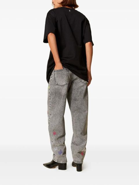 TWINSET Myfo embroidered barrel jeans - Grey