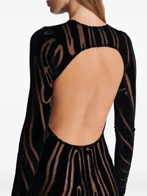 Balmain zebra-print velvet midi dress - Black