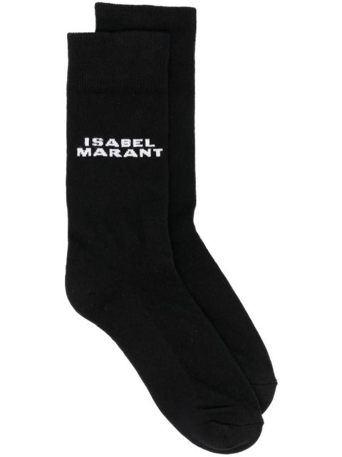 ISABEL MARANT Dawi intarsia-knit logo socks - Black - zdjęcie produktu nr 1