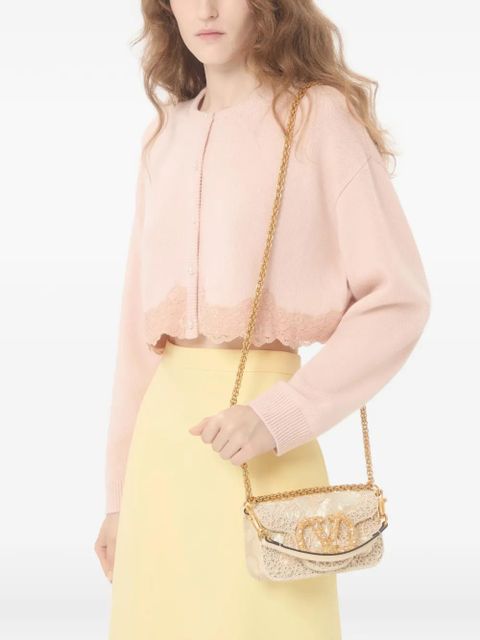 Valentino Garavani small Locò embroidered shoulder bag - Neutrals