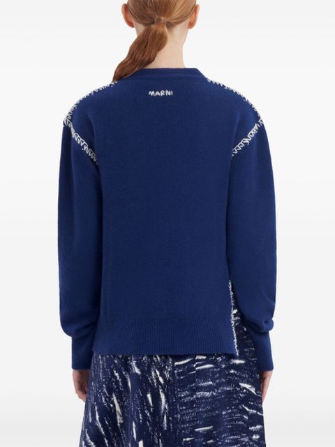 Marni whipstitch-trim cardigan - Blue