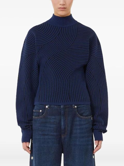 Max Mara Febo wave-pattern high-neck sweater - Blue - zdjęcie produktu nr 1