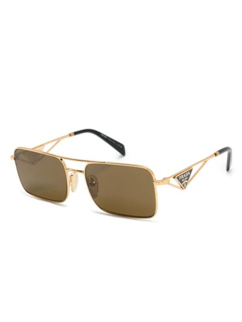 Prada Eyewear triangle-logo rectangle-frame sunglasses - Gold - zdjęcie produktu nr 2