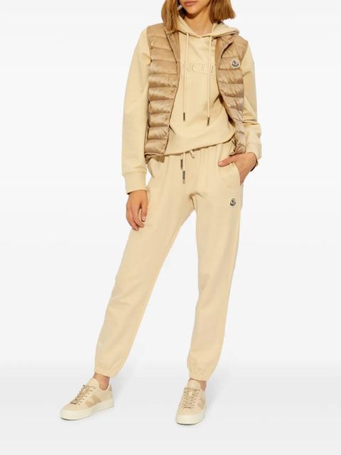 Moncler logo-embroidered cotton hoodie - Neutrals