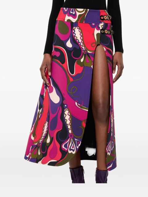 PUCCI Orchidee print buckle midi skirt - Purple