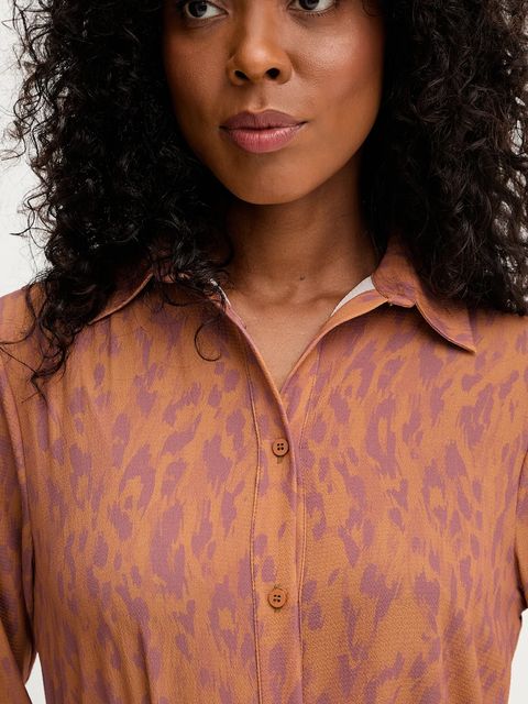 Silvian Heach koszula RAPANE damska kolor brązowy regular z kołnierzykiem klasycznym GPA25413CA