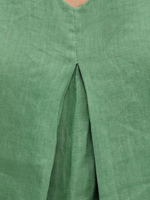 United Colors of Benetton bluzka lniana kolor zielony gładka 5BMLDQ06W