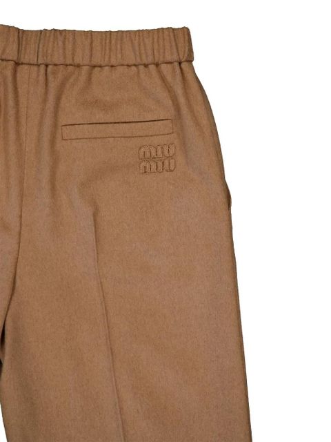 Miu Miu elastic-waist woven trousers - Brown