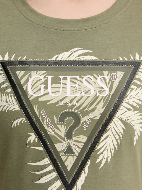 Guess t-shirt damski kolor zielony W5YI13 J1314