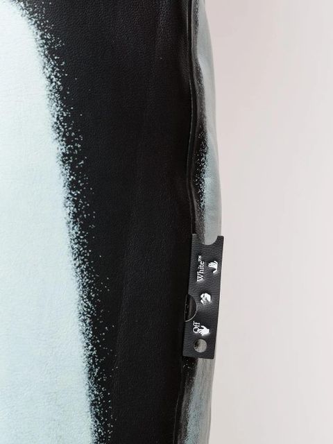 Off-White graffiti detail mini leather skirt - BLACK WHITE