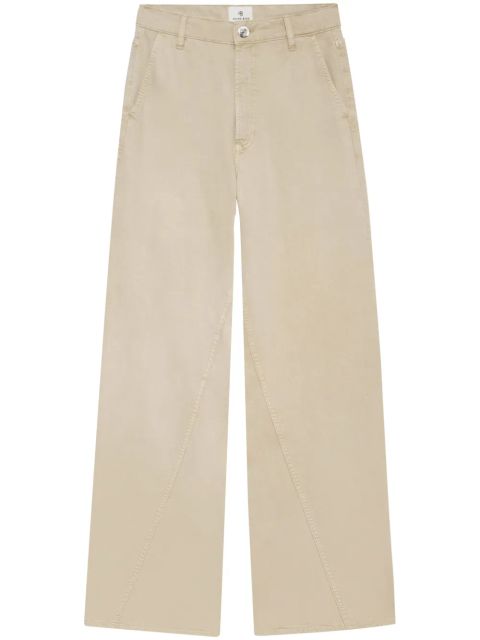ANINE BING Briley curved-seam twill trousers - Neutrals