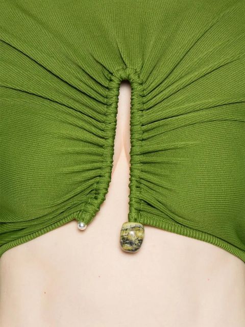 Christopher Esber gathered-effect ribbed crop top - Green