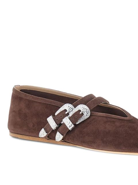 Le Monde Beryl Claudia buckled suede ballet flats - Brown - zdjęcie produktu nr 2