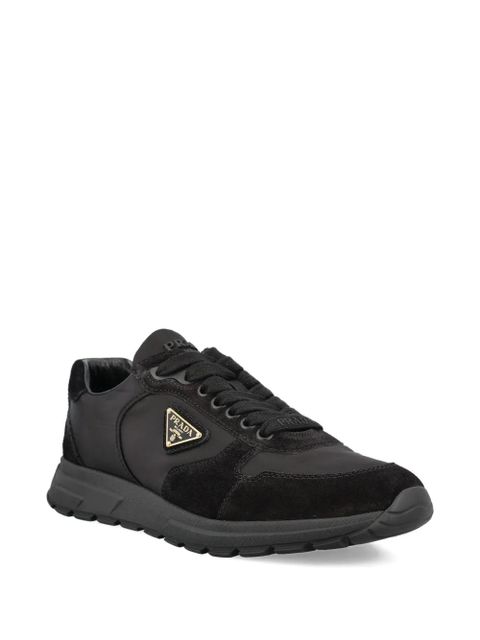 Prada logo-plaque leather sneakers - Black - zdjęcie produktu nr 2