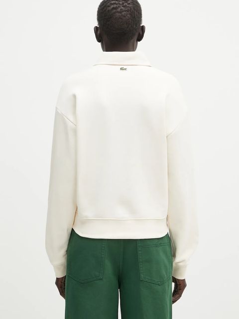 Lacoste bluza bawełniana damska kolor beżowy gładka SF0351