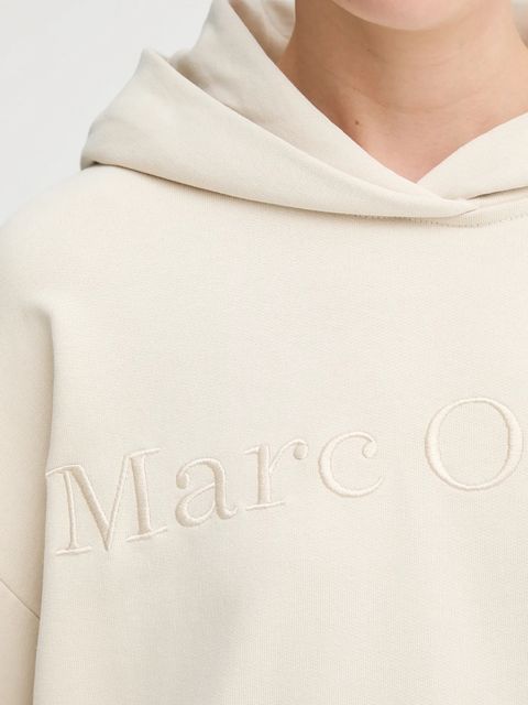 Marc O'Polo bluza bawełniana damska kolor beżowy z kapturem z aplikacją 508407354165