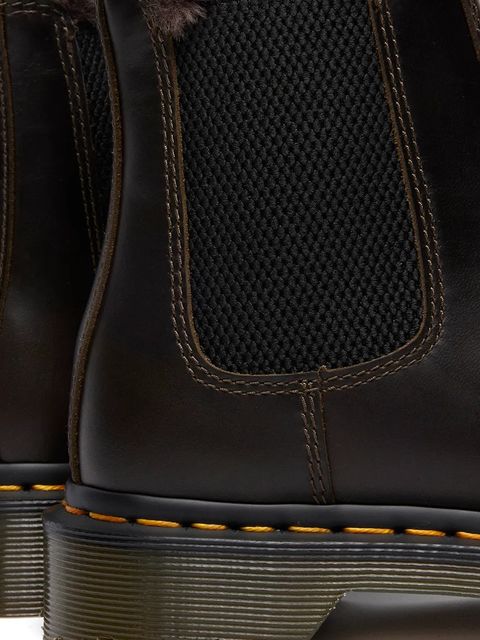 Dr. Martens sztyblety skórzane 2976 Leonore damskie kolor brązowy na platformie lekko ocieplone DM41415020