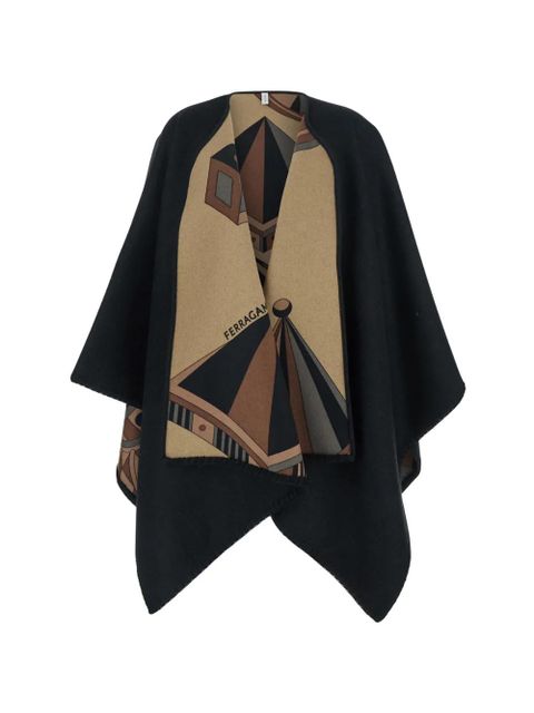 Ferragamo geometric-print cape - Black - zdjęcie produktu nr 1