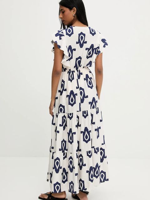 Answear.LAB sukienka kolor granatowy maxi rozkloszowana