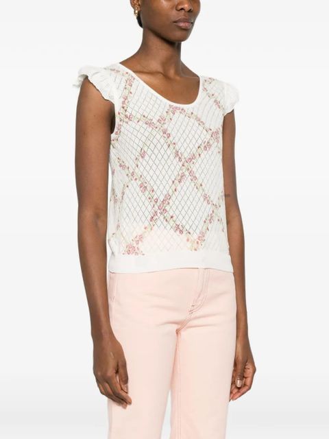 TWINSET floral-print short-sleeve sweater - White