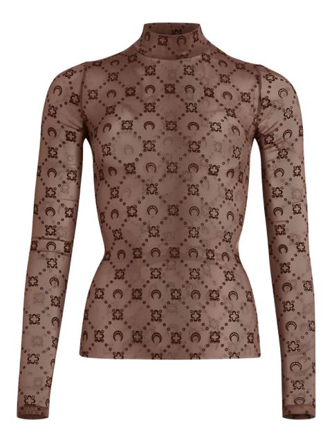 Marine Serre patterned long-sleeve top - Brown - zdjęcie produktu nr 1
