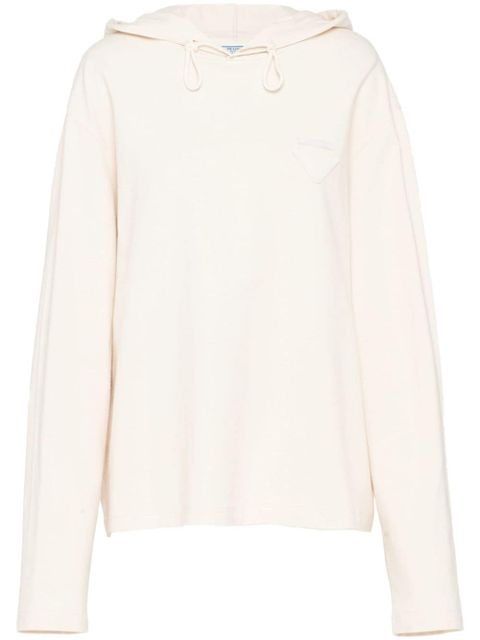 Prada logo-plaque hooded T-shirt - Neutrals - zdjęcie produktu nr 1