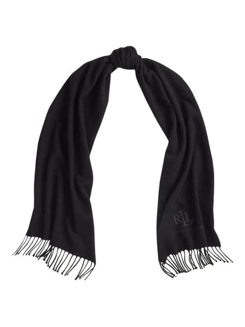 Lauren Ralph Lauren logo-embroidered fringed scarf - Black - zdjęcie produktu nr 2