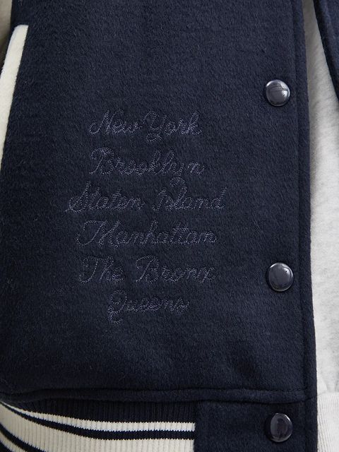 Tommy Jeans kurtka bomber z domieszką wełny kolor granatowy przejściowa DW0DW18845