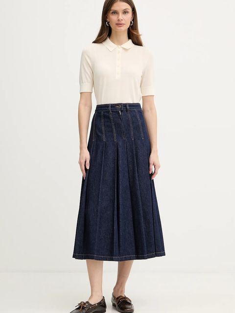 Weekend Max Mara spódnica jeansowa OVALE kolor granatowy midi rozkloszowana 2615101071600