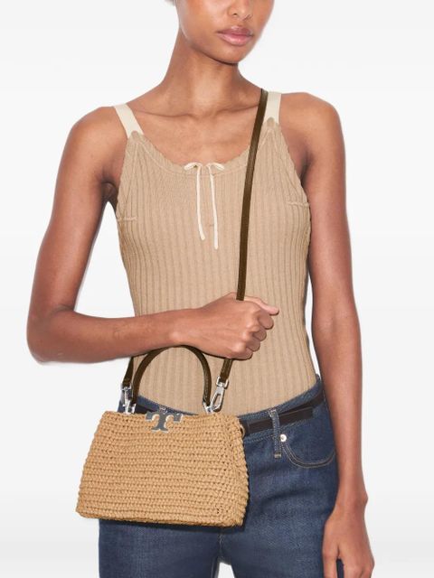 Tory Burch Eleanor raffia satchel - Neutrals