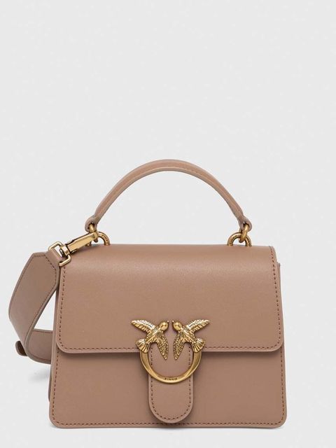 Pinko torebka skórzana kolor beżowy 100071 A0F1 - zdjęcie produktu nr 2