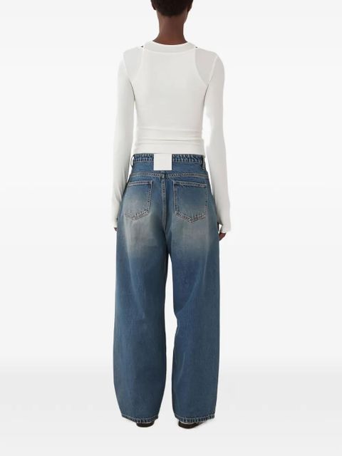 Eleh button ribbed top - White