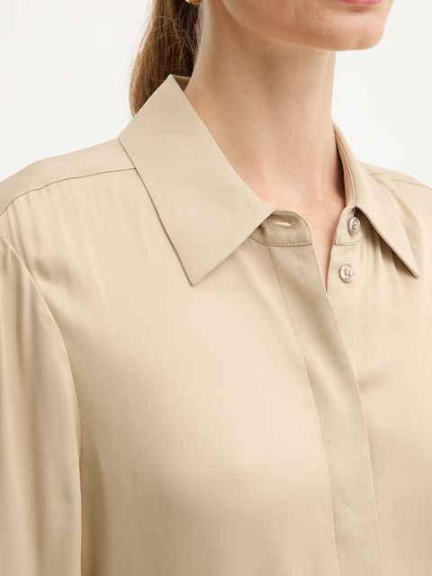 BOSS koszula damska kolor beżowy regular z kołnierzykiem klasycznym 50542007